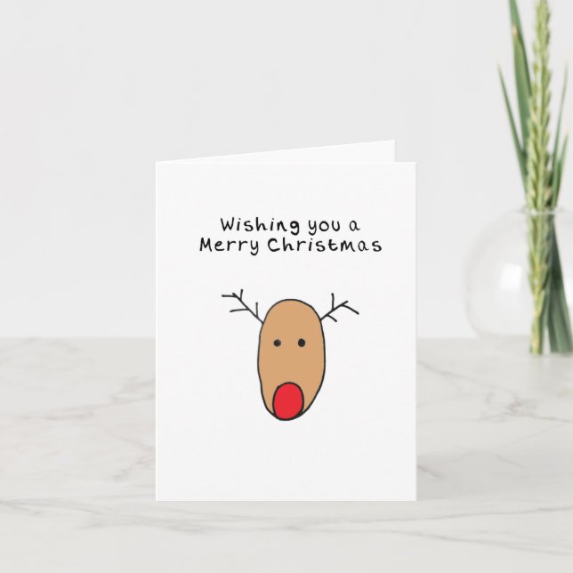 Tarjeta Festiva Navidades dibujan reno a mano (Anverso)