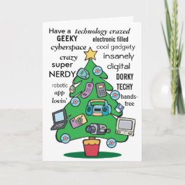 Tarjeta Festiva navidades digitales geek de tecnología