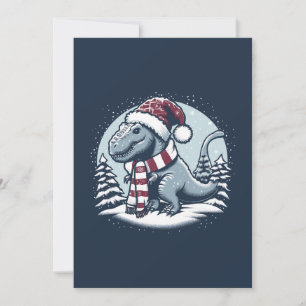 Tarjeta Festiva Navidades Dinosaur T-Rex Sobre Nieve
