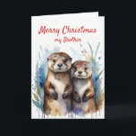 Tarjeta Festiva Navidades Divertido Otter Hermano Maravilloso<br><div class="desc">Navidades Hermano Maravilloso Abiertamente pero lleno de amor Feliz Navidad</div>