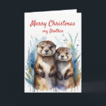 Tarjeta Festiva Navidades Divertido Otter Hermano Maravilloso<br><div class="desc">Navidades Hermano Maravilloso Abiertamente pero lleno de amor Feliz Navidad</div>