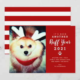 Tarjeta Festiva Navidades divertidos 2021 Fotografía de perro de A