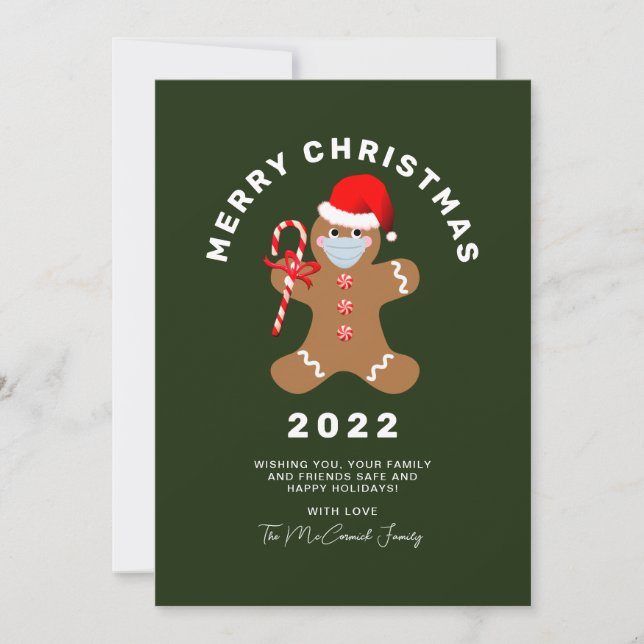 Tarjeta Festiva Navidades divertidos 2022 Gingerbread Man Non Phot (Anverso)
