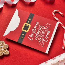 Tarjeta Festiva Navidades divertidos calorías traje rojo de Santa 
