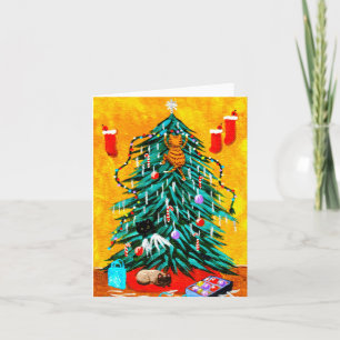 Tarjeta Festiva Navidades divertidos: Cats Tree Creationarts