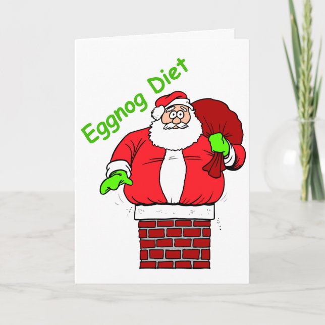 Tarjeta Festiva Navidades divertidos Chiste Santa Claus Eggnog Die (Anverso)
