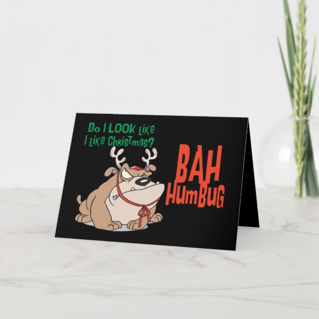 Tarjeta Festiva Navidades divertidos de Bah Humbug (Anverso)