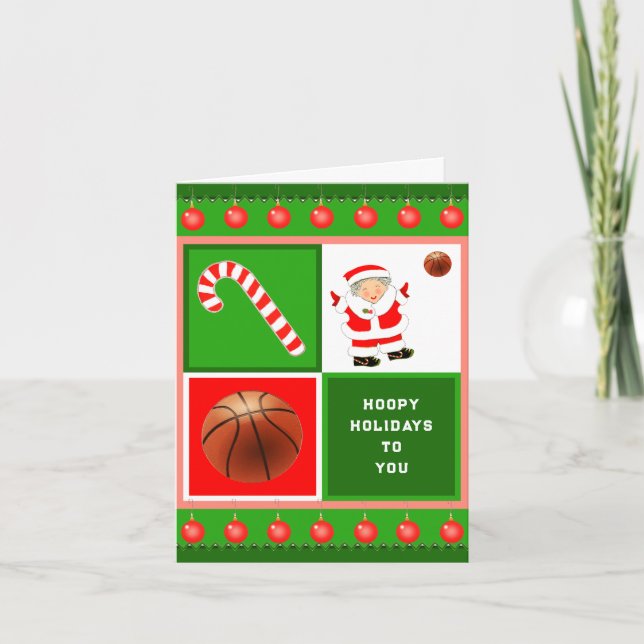 Tarjeta Festiva Navidades divertidos de baloncesto (Anverso)