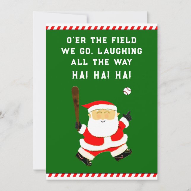 Tarjeta Festiva Navidades divertidos de béisbol (Anverso)