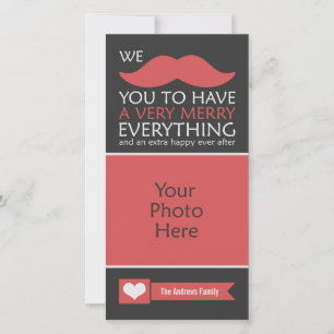 Tarjeta Festiva Navidades divertidos de bigote rojo