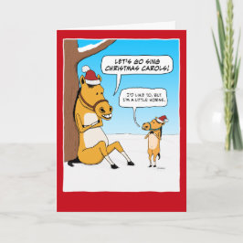 Tarjeta Festiva Navidades divertidos de caballos pequeños