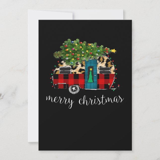 Tarjeta Festiva Navidades divertidos de Camión Camping Camper Buff (Anverso)
