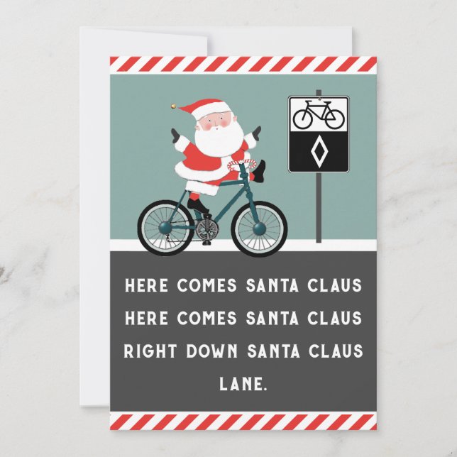 Tarjeta Festiva Navidades divertidos de ciclismo (Anverso)