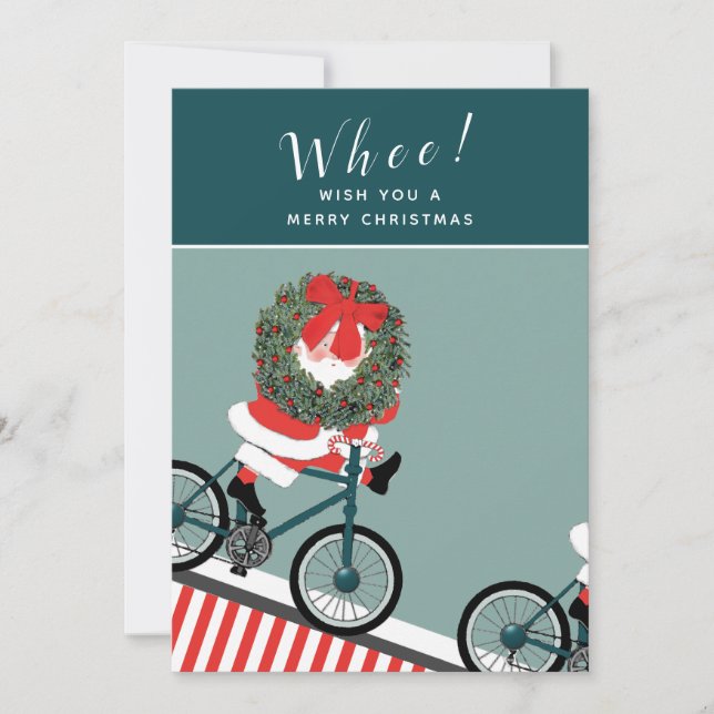 Tarjeta Festiva Navidades divertidos de ciclismo (Anverso)
