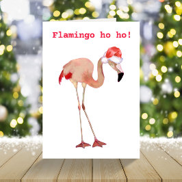 Tarjeta Festiva Navidades divertidos de color rosa flamingo acuáti