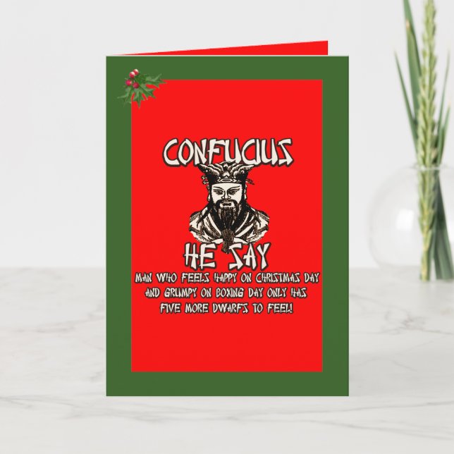 Tarjeta Festiva Navidades divertidos de Confucio (Anverso)