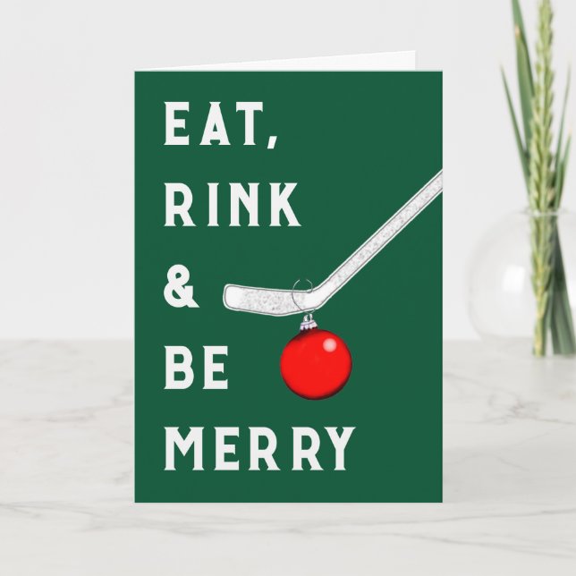 Tarjeta Festiva Navidades divertidos de hockey (Anverso)