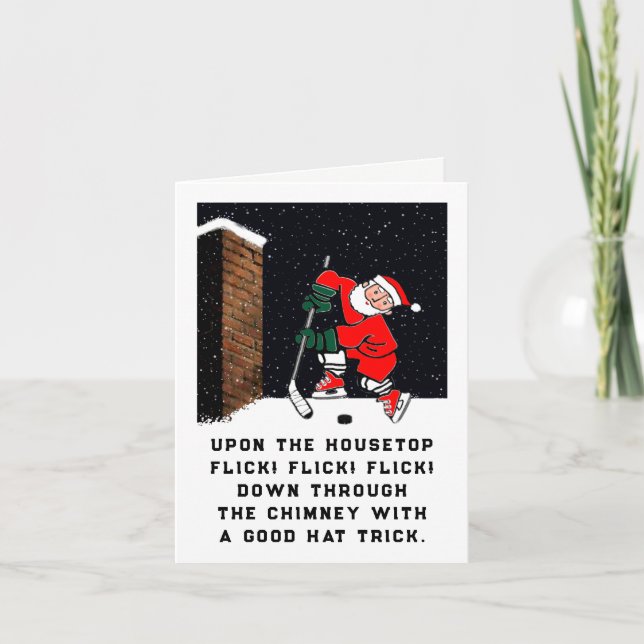 Tarjeta Festiva Navidades divertidos de hockey (Anverso)