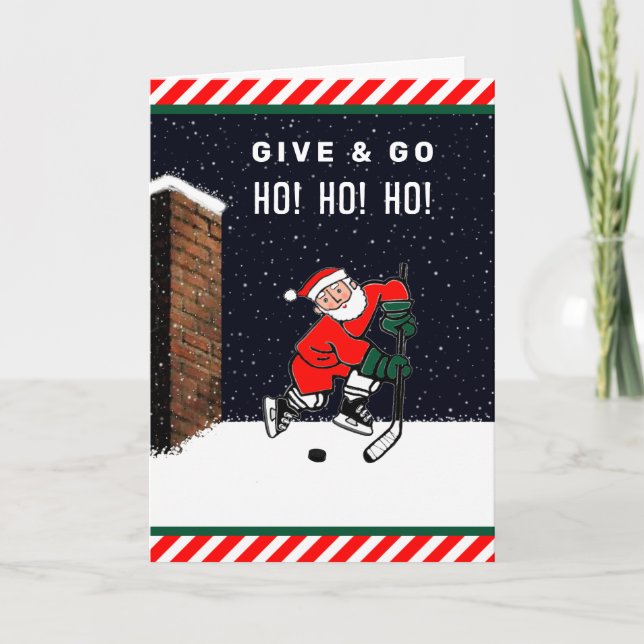 Tarjeta Festiva Navidades divertidos de hockey (Anverso)