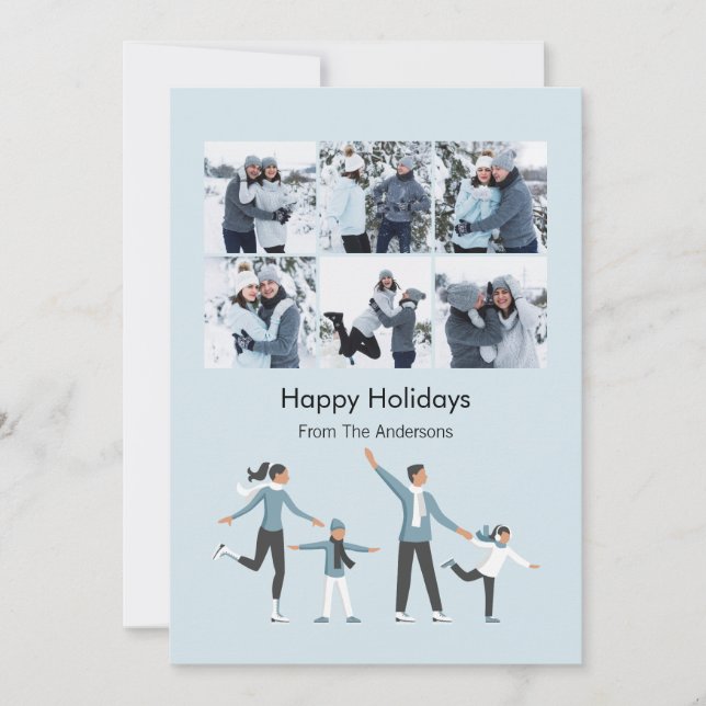 Tarjeta Festiva Navidades divertidos de la familia invernal 6 Foto (Anverso)