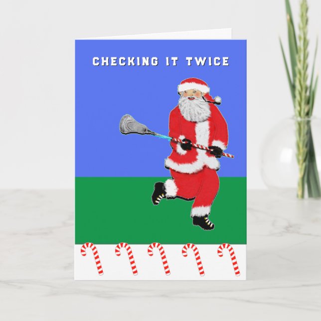 Tarjeta Festiva Navidades divertidos de Lacrosse (Anverso)