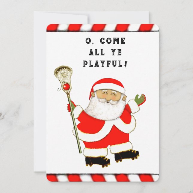 Tarjeta Festiva Navidades divertidos de Lacrosse (Anverso)
