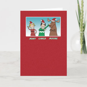 Tarjeta Festiva Navidades divertidos de Mary Chris Moose