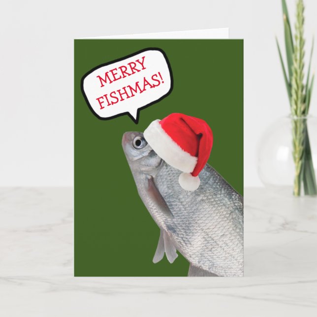 Tarjeta Festiva Navidades divertidos de Merry Fishmas (Anverso)
