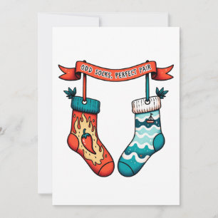 Tarjeta Festiva navidades divertidos de pareja perfecta de medias