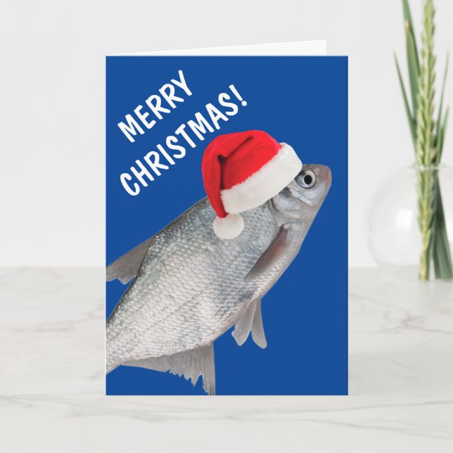 Tarjeta Festiva Navidades divertidos de peces grandes (Anverso)