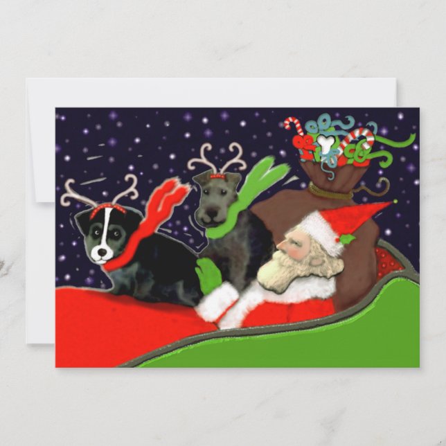 Tarjeta Festiva Navidades divertidos de perros (Anverso)