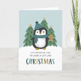 Tarjeta Festiva Navidades divertidos de pingüino