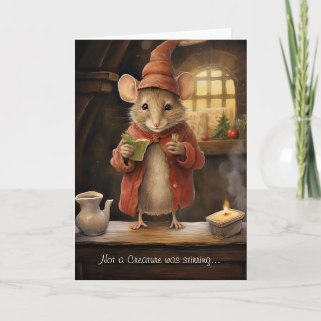 Tarjeta Festiva Navidades divertidos de ratón con guión (Anverso)