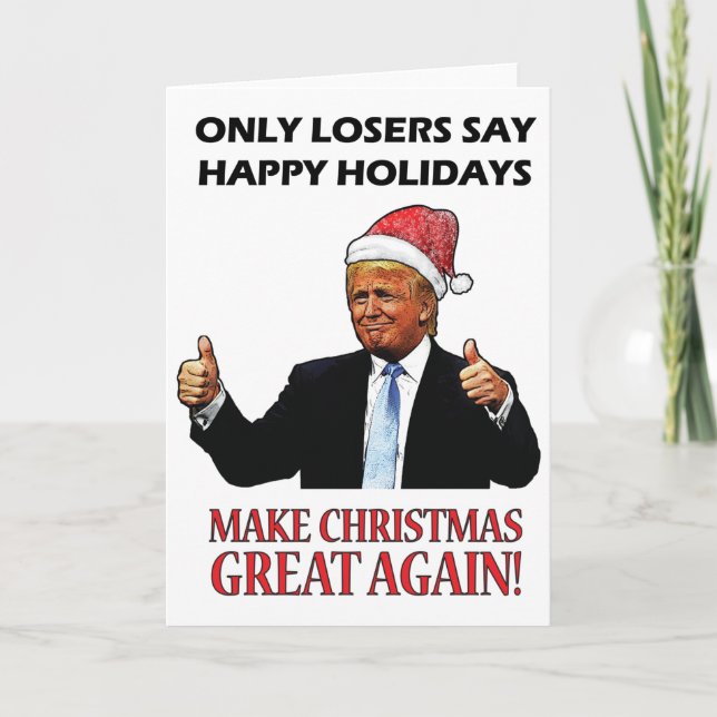Tarjeta Festiva Navidades divertidos de Santa Donald Trump (Anverso)
