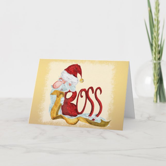 Tarjeta Festiva Navidades divertidos de Santa jefa (Anverso)