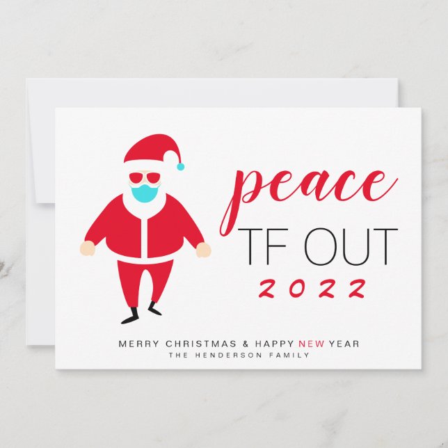 Tarjeta Festiva Navidades divertidos de Santa Mask Peace TF 2022 (Anverso)