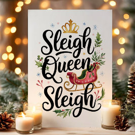 Tarjeta Festiva Navidades divertidos de Sleigh Queen Sleigh