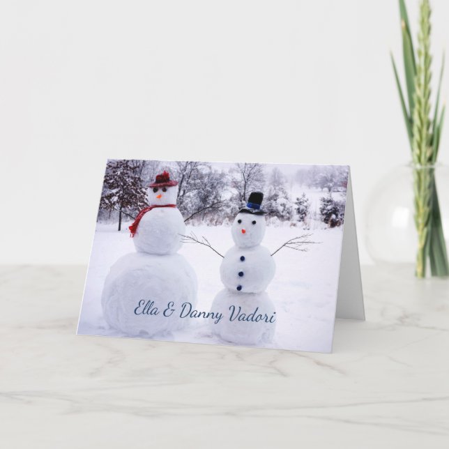 Tarjeta Festiva Navidades divertidos de Snowman (Anverso)
