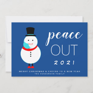 Tarjeta Festiva Navidades divertidos de Snowman Peace Out 2021