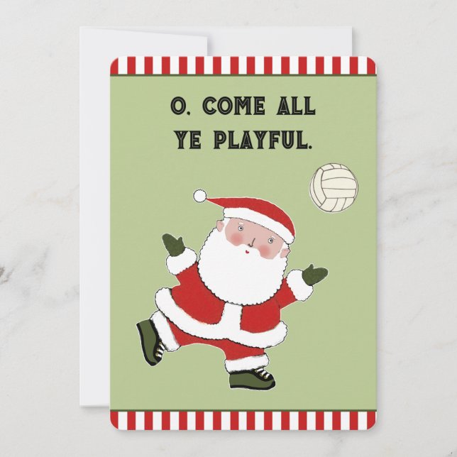 Tarjeta Festiva Navidades divertidos de voleibol (Anverso)