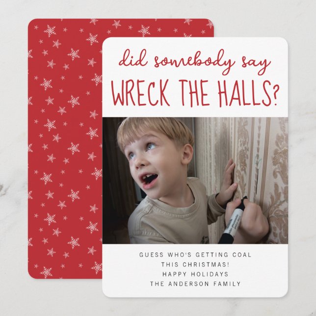 Tarjeta Festiva Navidades divertidos de Wreck en los salones (Anverso / Reverso)