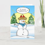 Tarjeta Festiva Navidades divertidos del Cardenal Rojo de Snowman<br><div class="desc">¿Buscando diversión y Navidades originales para las ideas de tarjetas? ¿Qué tal las tarjetas de Navidades cardinales divertidas que se envían a la familia y amigos este año? Este ilustracion dibujado a mano por Raphaela Wilson representa a dos cardenales rojos sentados en un nido sobre Frosty la cabeza del muñeco...</div>