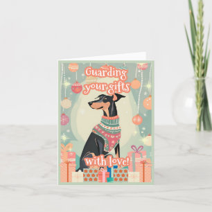 Tarjeta Festiva Navidades divertidos del Festival Doberman Dobie