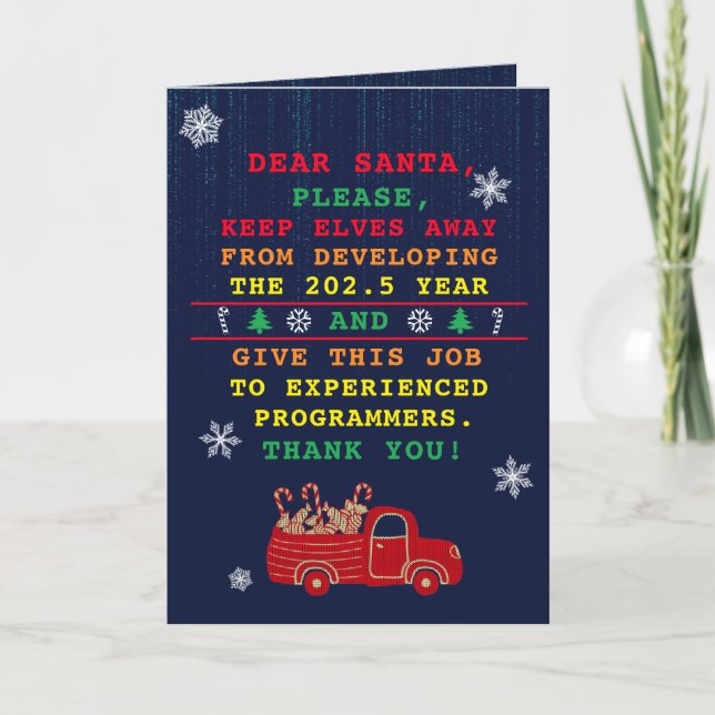Tarjeta Festiva Navidades divertidos del programador (Anverso)