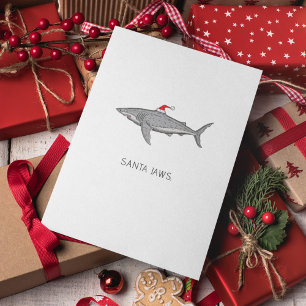 Tarjeta Festiva Navidades divertidos del Tiburón Santa Jaws dicen