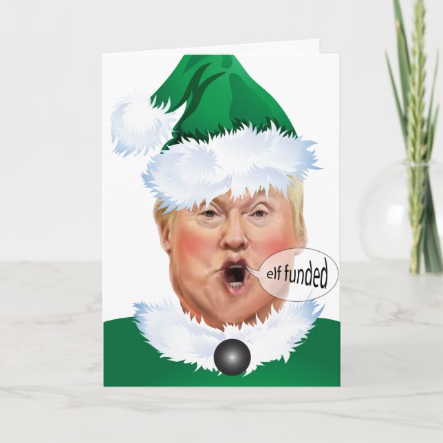 Tarjeta Festiva Navidades divertidos Donald Trump Elf (Anverso)