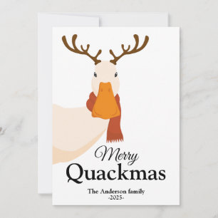 Tarjeta Festiva Navidades divertidos Duck lleva Antlers De Cerebro