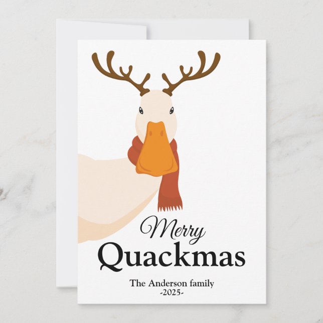 Tarjeta Festiva Navidades divertidos Duck lleva Antlers De Cerebro (Anverso)