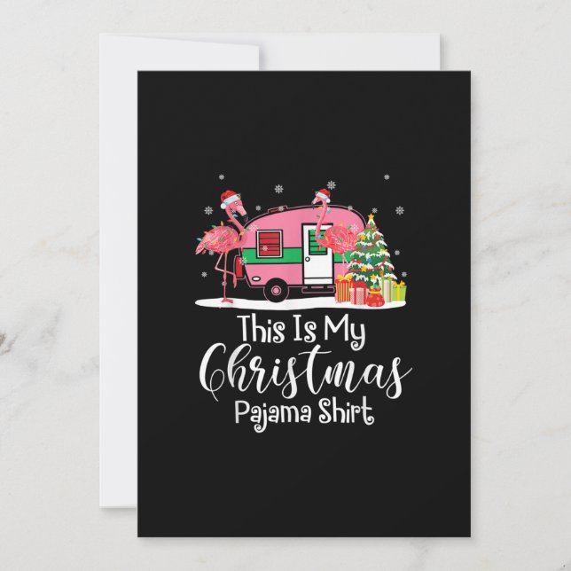 Tarjeta Festiva Navidades divertidos Flamingo Camper Regalos (Anverso)