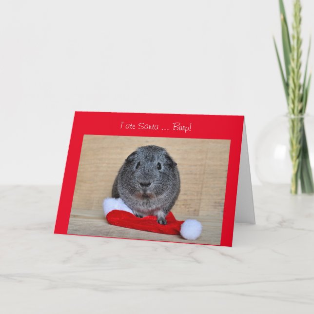 Tarjeta Festiva Navidades divertidos Guinea Pig ate Santa personal (Anverso)